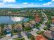 Aerial view showcases this property's premier lakefront location with neighborhood views at 518 Luminary Blvd, Osprey, FL 34229