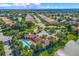An aerial view showcases the community pool and common areas at 518 Luminary Blvd, Osprey, FL 34229