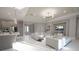 Expansive living space with a modern aesthetic, stylish lighting, and an open floor plan at 16907 Verona Place, Lakewood Ranch, FL 34202