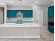 Bright kitchen with blue cabinets, stainless steel appliances, and quartz countertops at 4779 Pastel Ct, Sarasota, FL 34240
