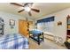 Blue and white bedroom with pool table at 506 135Th E St, Bradenton, FL 34212