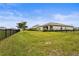 Spacious backyard features a well-maintained lawn and black fence, perfect for outdoor activities and privacy at 5107 Coral Reef Way, Bradenton, FL 34211