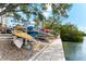 Outdoor kayak storage rack by the waterside at 9397 Midnight Pass Rd # 906, Sarasota, FL 34242
