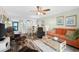 Comfortable living room with seating, TV and ocean view at 9397 Midnight Pass Rd # 906, Sarasota, FL 34242