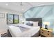 Spacious main bedroom with a light blue accent wall and comfortable seating at 129 Mckinley Dr, Sarasota, FL 34236