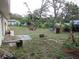 Backyard with overgrown plants and various debris at 1814 6Th E Ave, Bradenton, FL 34208
