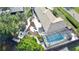 Aerial view of the backyard and pool showcasing landscaping and patio at 2426 Nassau St, Sarasota, FL 34231