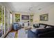 Bright living room featuring hardwood floors, a comfortable couch, and views of the lush outdoors at 312 61St St # B, Holmes Beach, FL 34217