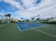 Well-maintained tennis courts surrounded by lush landscaping and palm trees in a private community at 2737 Harvest Dr, Sarasota, FL 34240