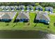 Aerial view of multiple single-Gathering homes showcasing their spacious lots, modern architecture, and lake access at 9244 Ballaster Pointe Loop, Parrish, FL 34219