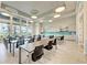 Bright and airy amenity room with large windows, modern lighting, and tables for flexible community space usage at 9244 Ballaster Pointe Loop, Parrish, FL 34219