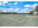Well-maintained tennis court on a sunny day, surrounded by lush greenery, offering an active lifestyle at 10379 Medjool Dr, Venice, FL 34293