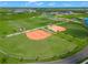Overhead view of the sports fields with a baseball diamond and soccer field at 9511 Tequila Sunrise Dr, Sarasota, FL 34241