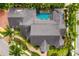 An aerial view showing a home with a screened pool, mature landscaping and brick patio at 1810 Lincoln Dr, Sarasota, FL 34236