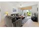 Inviting living room with comfortable seating and access to the screened patio at 5697 Sheffield Greene Cir # 51, Sarasota, FL 34235