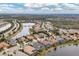 This aerial shot captures a beautiful community with multiple lakes, lush greenery, and well-maintained properties at 16621 Berwick Ter, Lakewood Ranch, FL 34202