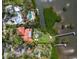 Stunning aerial view showcasing the estate's lush landscaping, private pool, and waterfront location with boat dock at 3930 Red Rock Way, Sarasota, FL 34231