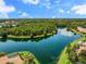 A scenic aerial view showcasing the tranquil lake and surrounding lush landscape at 790 Shadow Bay Way, Osprey, FL 34229