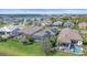 Aerial view of several homes showcasing screened-in pools, lush landscaping, and lake views at 328 Aria Dr, Nokomis, FL 34275