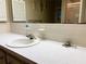 Bathroom vanity with a clean, white countertop and a sink, offering a functional and tidy space at 2107 Palma Sola Blvd # 27, Bradenton, FL 34209