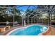 Backyard featuring screened in pool, with lounging area and privacy fence at 2264 Floyd St, Sarasota, FL 34239