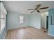 Bedroom featuring updated ceiling fan and neutral paint, offering a serene retreat at 4531 13Th E St, Ellenton, FL 34222