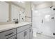 Modern bathroom featuring a glass-enclosed shower and sleek vanity at 12409 Wigeon Dr, Bradenton, FL 34212