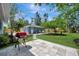 Well-maintained backyard with barbecue, stone pavers, and colorful landscaping at 3902 11Th W Ave, Bradenton, FL 34205