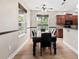 Dining room with wood floors and breakfast nook looking out to the backyard pool area at 1269 Western Pine Cir, Sarasota, FL 34240