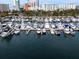 Full marina view highlighting the extensive boat docks and surrounding urban landscape at 101 S Gulfstream Ave # 10E, Sarasota, FL 34236