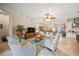 Spacious living area with modern furniture, a media center, and an open floor plan to the kitchen at 3904 Waypoint Ave, Osprey, FL 34229