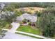 Aerial view of a landscaped single-story home with a three-car garage and screened-in pool at 3826 E 155Th E Ave, Parrish, FL 34219