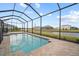 Screened in pool and lake view at 8528 Beechlake Ct, Sarasota, FL 34240