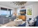 Cozy living room features ocean views, comfortable seating, and a relaxed atmosphere for gatherings at 915 N Shore Dr, Anna Maria, FL 34216
