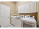 Bright laundry room featuring a washer, dryer, sink and storage at 2773 Harvest Dr, Sarasota, FL 34240
