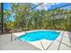 Enjoy the serene screened-in pool with a tropical garden, providing a tranquil escape for relaxation and recreation at 424 Cezanne Dr, Osprey, FL 34229