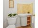 Elegant powder room with corner sink, decorative tile accent, and decorative plant at 6815 Turnberry Isle Ct, Lakewood Ranch, FL 34202