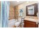 Bathroom with shower and bath combo and a decorative vanity at 559 Bahia Beach Blvd, Ruskin, FL 33570