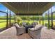 Relaxing screened patio with nice furniture and a pleasant backyard view at 6814 Willowshire Way, Bradenton, FL 34212