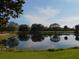 Scenic community pond reflecting the surrounding trees and sky at 7619 Teal Trace, Bradenton, FL 34203