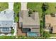 Aerial view of home showcasing pool, landscaping, and proximity to neighboring properties at 5708 39Th Street E Cir, Bradenton, FL 34203