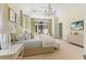 Comfortable main bedroom featuring vaulted ceilings, a TV, and views of the outdoor landscape at 8501 Midnight Pass Rd, Sarasota, FL 34242