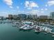 Enjoy the beauty of the city marina, featuring clear views of the water, boats, and buildings at 11 Sunset Dr # 406, Sarasota, FL 34236