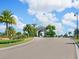 Scenic view of the community entrance with lush landscaping and palm trees at 17459 Hickok Belt Loop, Bradenton, FL 34211