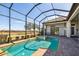 Relaxing screened-in swimming pool with a spa, outdoor seating, and a view of the lush greenery at 4745 Benito Ct, Lakewood Ranch, FL 34211