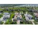 Stunning aerial view of luxurious homes along a scenic canal in a well-maintained community at 3360 Founders Club Dr, Sarasota, FL 34240
