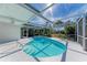 Enclosed pool area with a sun-drenched pool, screened-in enclosure, and outdoor seating at 4410 70Th E Dr, Sarasota, FL 34243