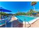 Bright pool area surrounded by lush landscaping, lounge chairs, and umbrellas for relaxation at 362 Pine Run Dr, Osprey, FL 34229
