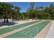 Outdoor shuffleboard courts ready for a friendly game, surrounded by palm trees and greenery at 147 Whispering Sands Dr # V29, Sarasota, FL 34242