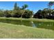 View of the pond in the backyard of the property showcasing the lush and green outdoor space at 5814 Cavano Dr, Sarasota, FL 34231